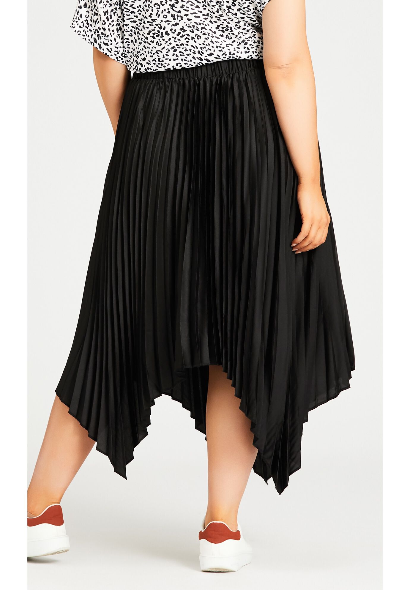 Pleated Plain Skirt, BLACK, alternate image number 4