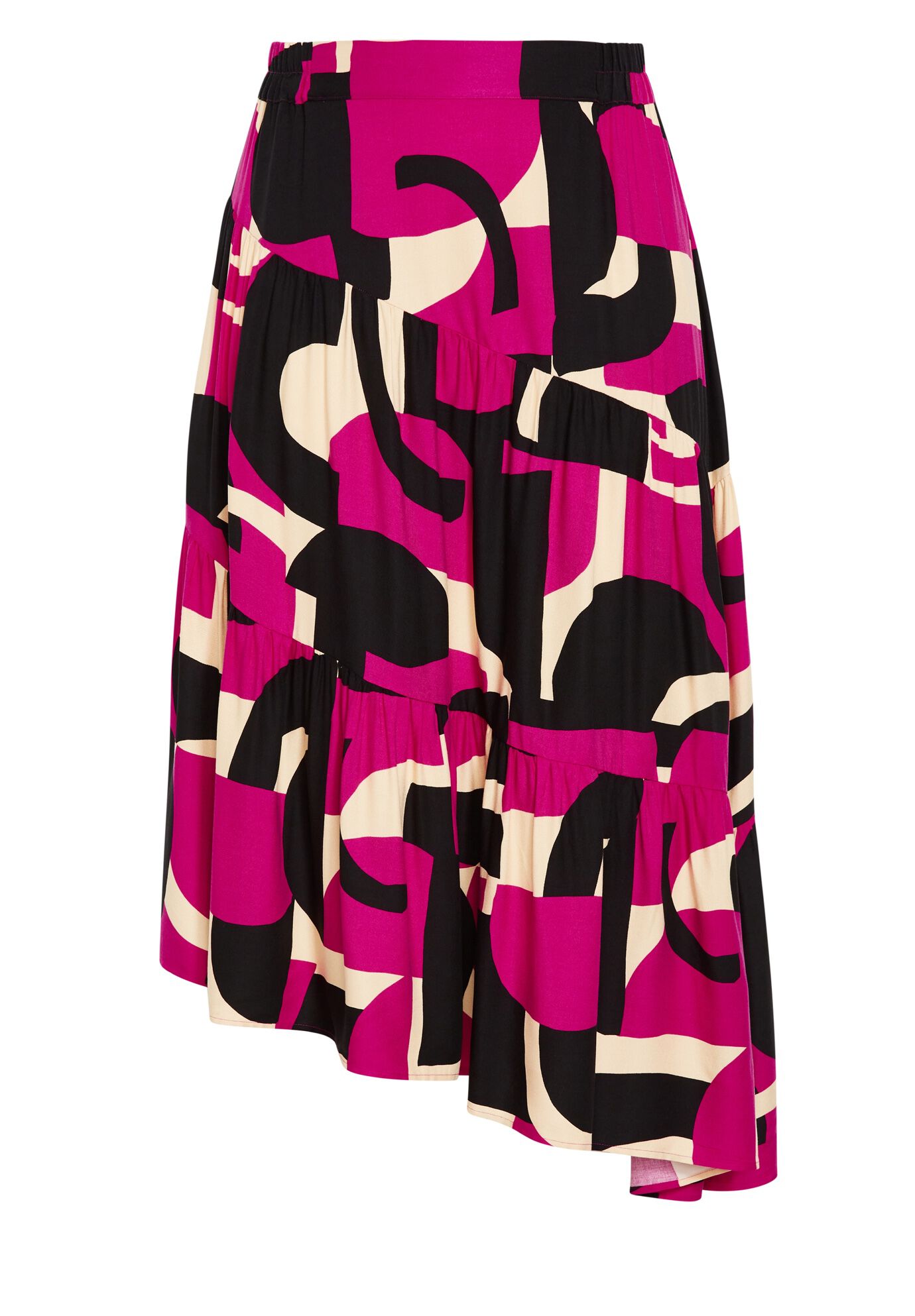 Saskia Tiered Skirt, MAGENTA PRINT, alternate image number 2