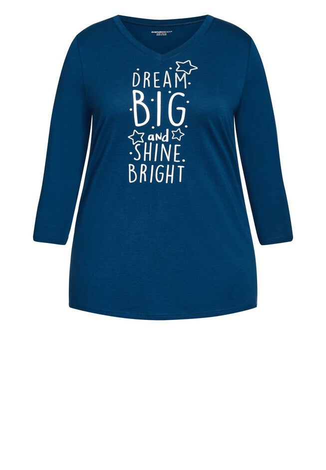 3/4 Sleeve Dream Big Sleep Top, NAVY, alternate image number 6