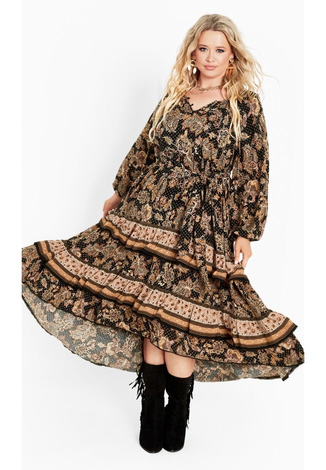 Amahle Puff Sleeve Tier Maxi Dress, FOREVER BORDER, hi-res image number null