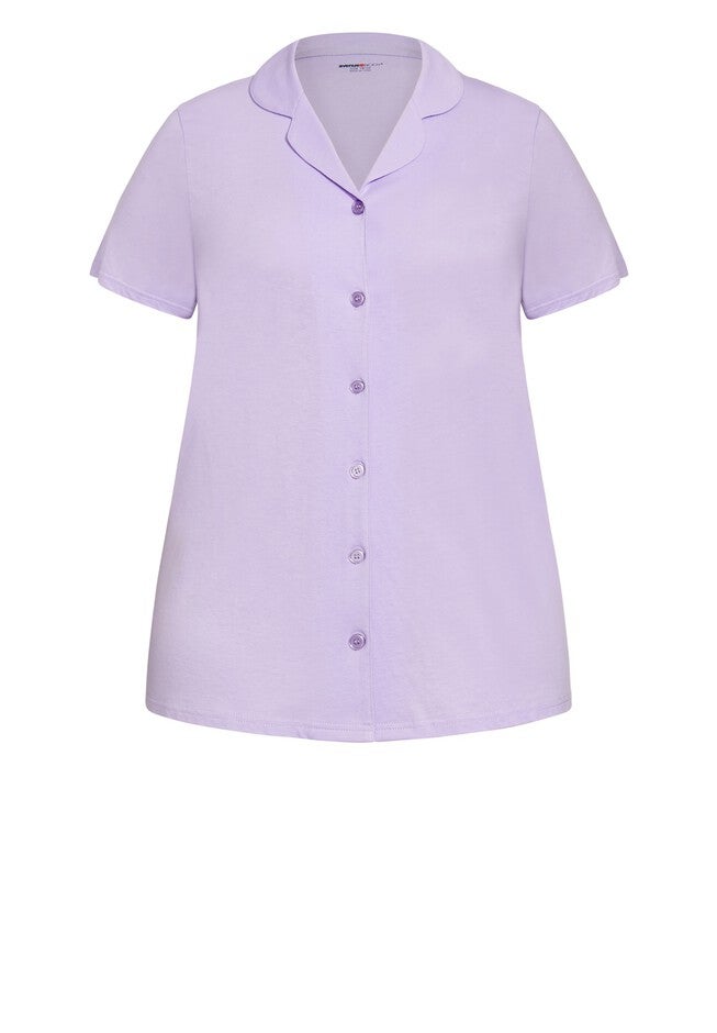 Button Short Sleeve Sleep Top, LAVENDAR, alternate image number 4
