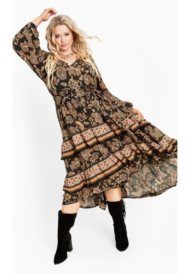 Amahle Puff Sleeve Tier Maxi Dress, FOREVER BORDER, alternate image number null