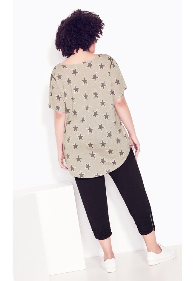 Flutter Sleeve Print Top, STAR GREY, on-hover image number 1
