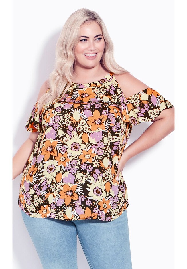 Emmy Frill Top, BLACK JUNGLE SPLASH, hi-res image number 0