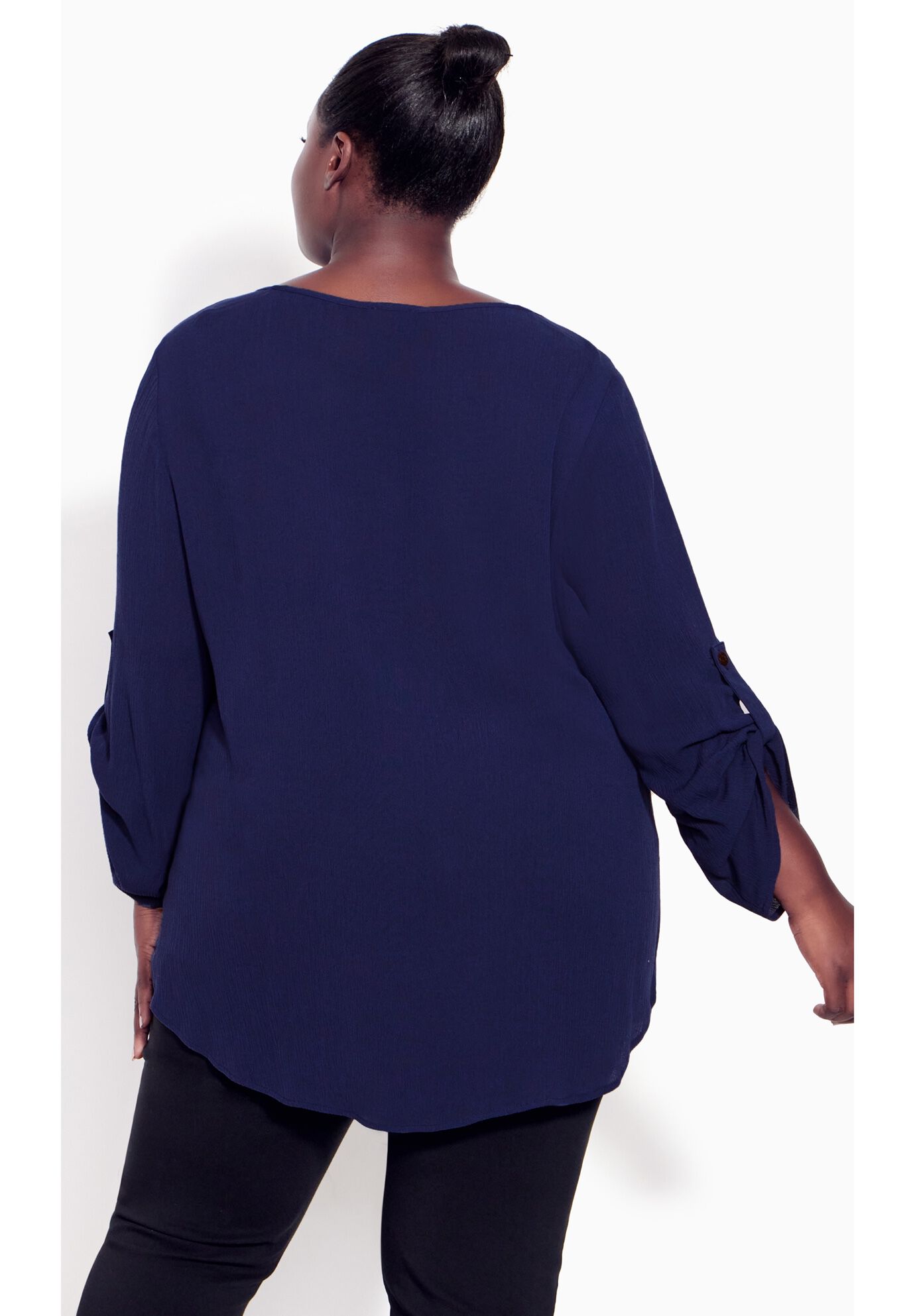 Sandy Pintuck Plain Shirt, NAVY, on-hover image number 1