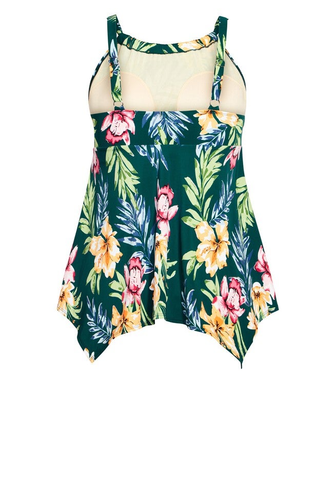 Handkerchief Print Tankini Top, RAVEN, alternate image number null