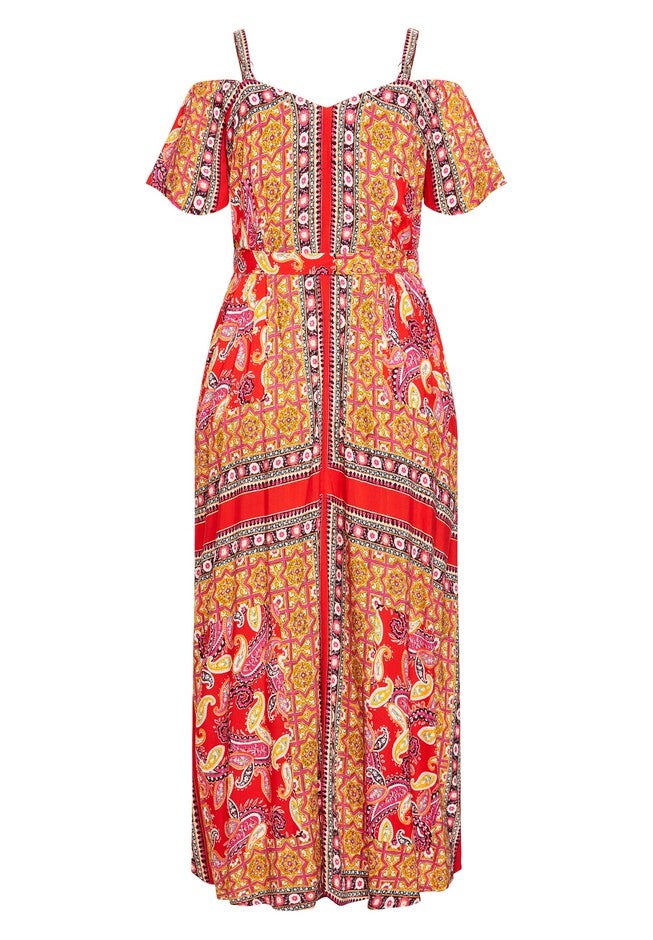 Zoey Cold Shoulder Maxi Dress, ROSE SCARF, alternate image number null