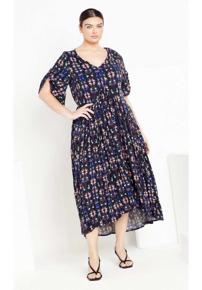 Val Print Dress, BUTTERFLY PAIR, on-hover image number null