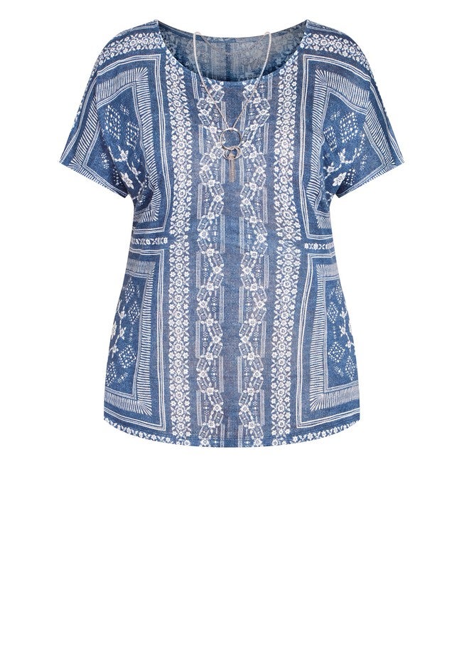 Tiarne Necklace Top, NAVY WHITE TILE, on-hover image number null