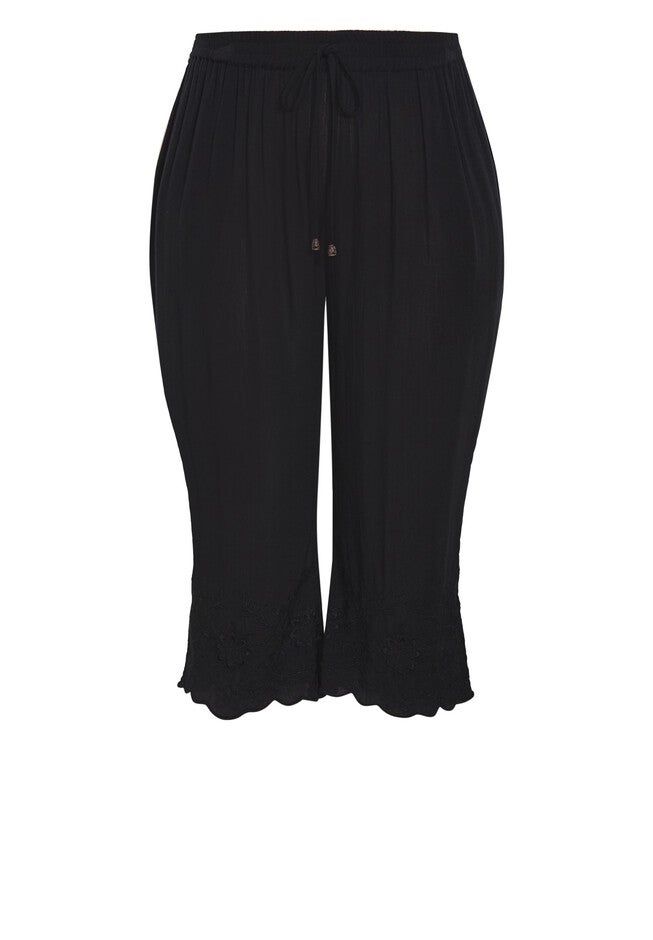 Embroidered Hem Pant, BLACK, alternate image number null
