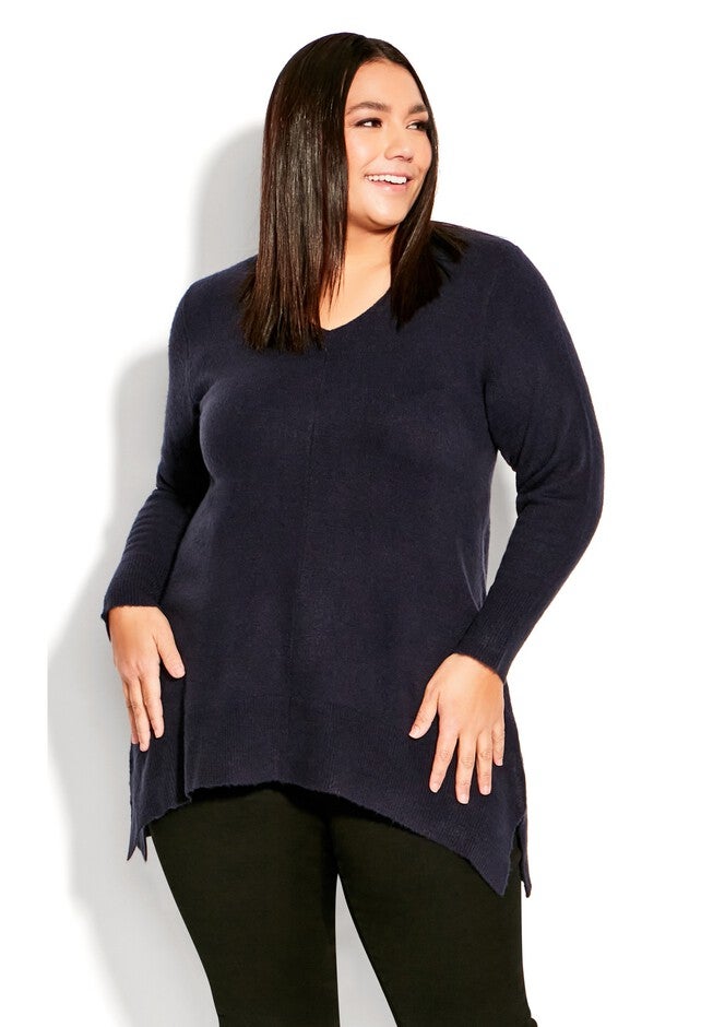 Deep Valley V Neck Sweater, NAVY, hi-res image number null