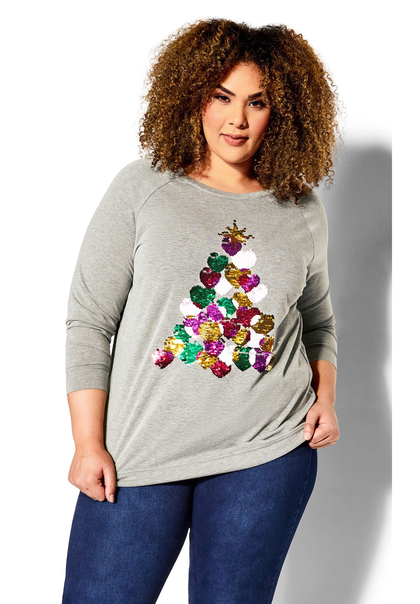 Sequin Tree Top, GREY MARLE, alternate image number 5