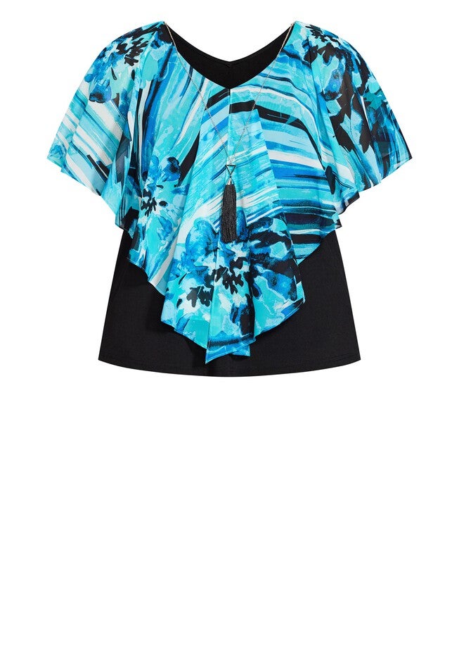 Mira Overlay Print Top, MARINA FLORAL, alternate image number 2