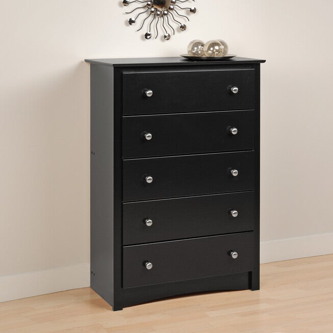 Sonoma Black 5-Drawer Chest, BLACK, hi-res image number null