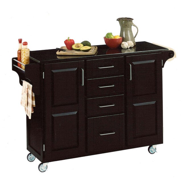 Large Black Finish Create a Cart with Black Granite Top, BLACK BLACK, hi-res image number 0