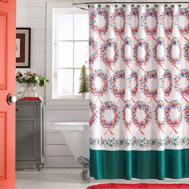 13-Pc. Holiday Shower Curtains, HOLIDAY WREATH, hi-res image number null