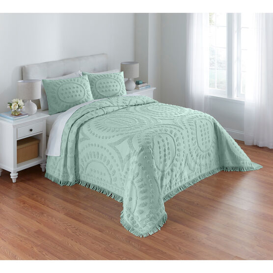 Audrey Medallion Chenille Bedspread, SEAGLASS, hi-res image number null