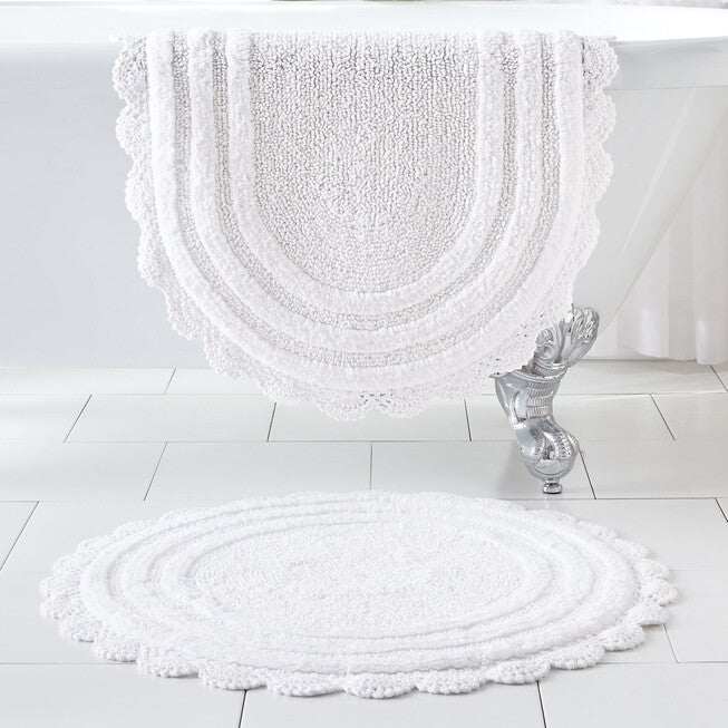 Oval Crochet Bath Rug, WHITE, hi-res image number null