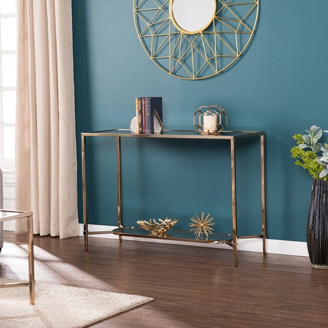 Kadena Art Deco Console Table, CHAMPAGNE, hi-res image number 0