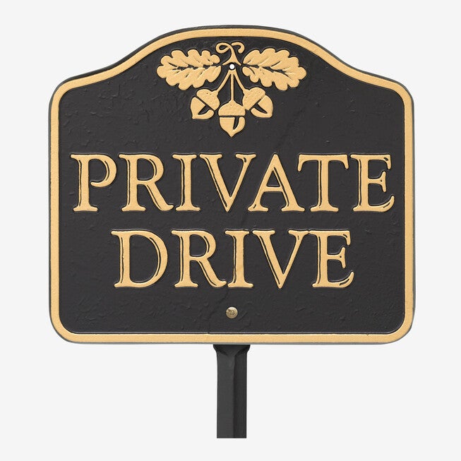 Private Drive Sign, BLACK GOLD, hi-res image number null