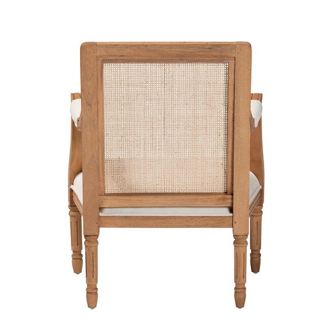 Garridan Traditional French Beige Fabric And Dark Brown Finished Wood Accent Chair, , alternate image number null