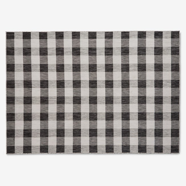 Portofino Buffalo Plaid Indoor/Outdoor Rug 6 feet 6 inches x 9 feet 4 inches, BLACK, hi-res image number 0