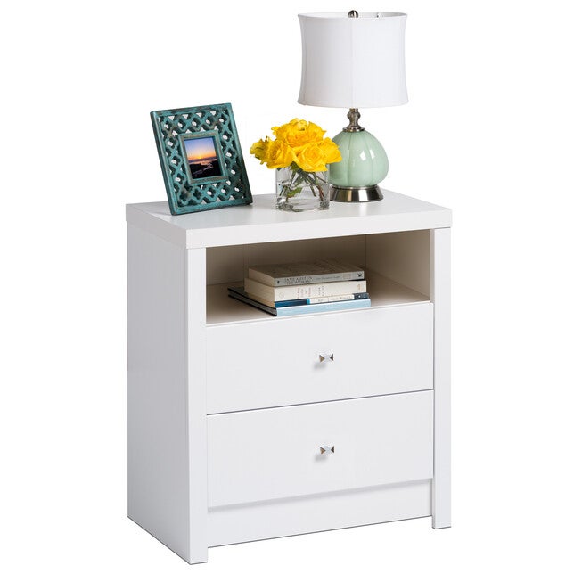 Calla Tall 2-Drawer Nightstand , WHITE, hi-res image number 0