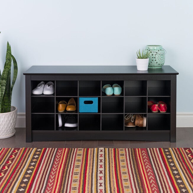 Shoe Storage Cubbie Bench , BLACK, hi-res image number null