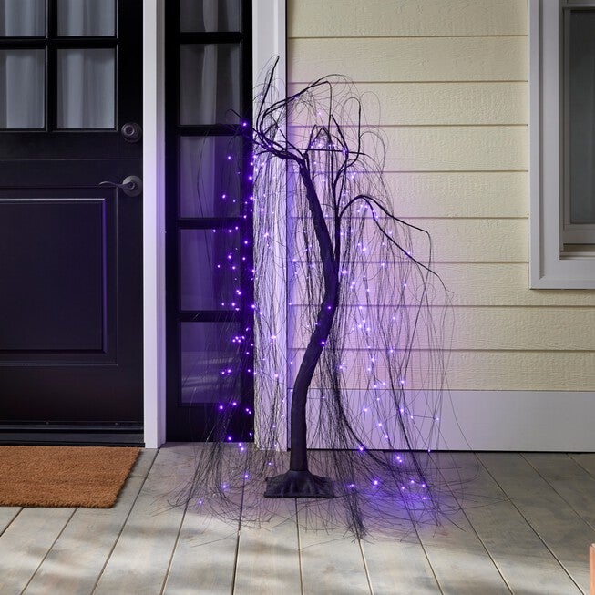 4-ft. Pre-Lit Willow Tree, BLACK, hi-res image number null