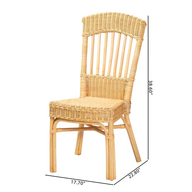 Barito Modern Bohemian Natural Brown Rattan Dining Chair, , alternate image number 9