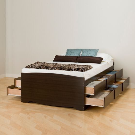 Tall Queen Captain’s Platform Storage Bed with 12 Drawers, EXPRESSO, hi-res image number null