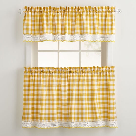Buffalo Check Tier Curtain Set Plus Size Kitchen Curtains