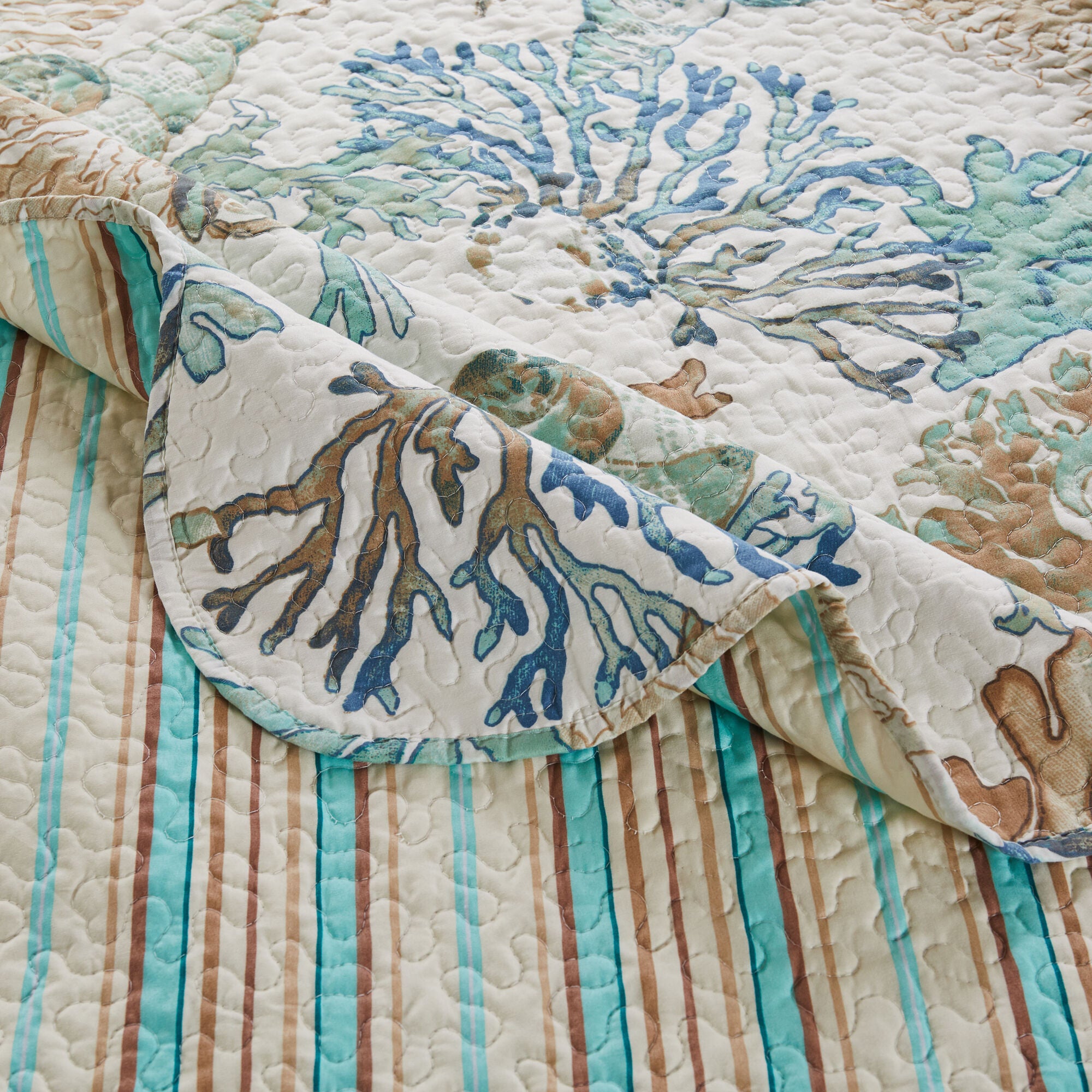 Atlantis Coastal Seashell Cotton Quilt Set, JADE, alternate image number 4