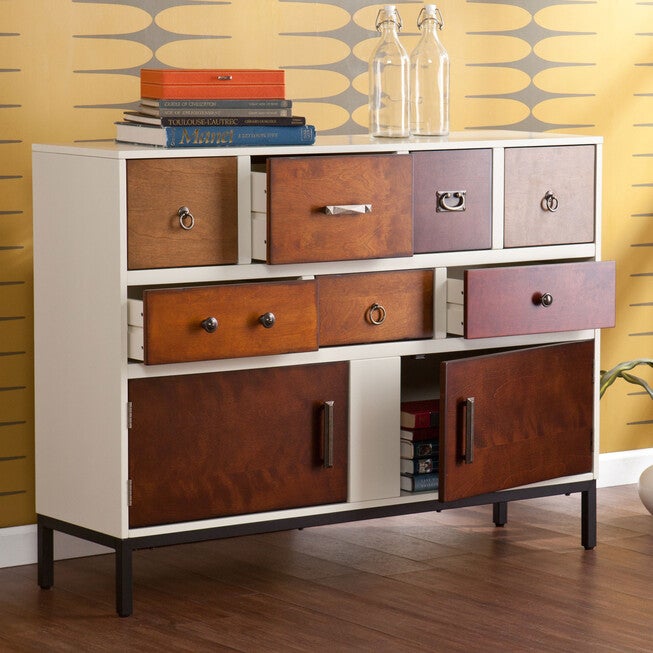 Contemporary Multi-Colored Wood Console Cabinet, , on-hover image number 1