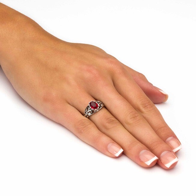 Sterling Silver Swirl Simulated Birthstone Ring, , alternate image number 2