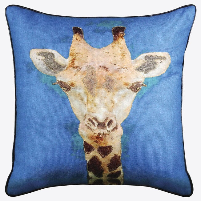 Giraffe Reversible Decorative Pillow, BLUE, hi-res image number 0
