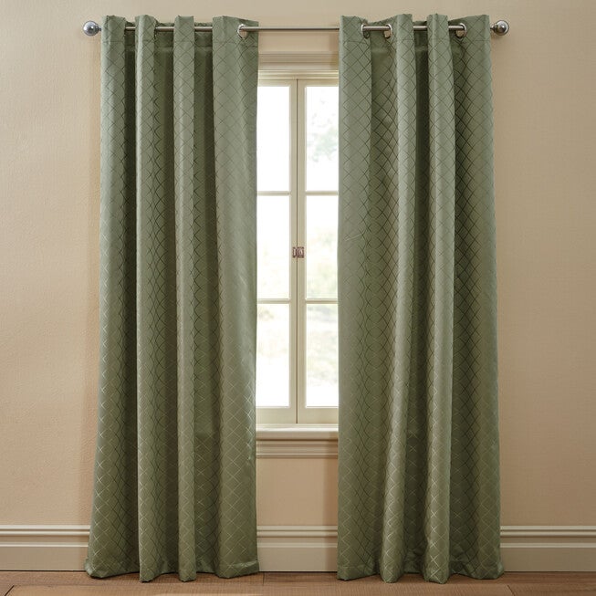Diamond Thermal Grommet Curtain, SAGE, hi-res image number null