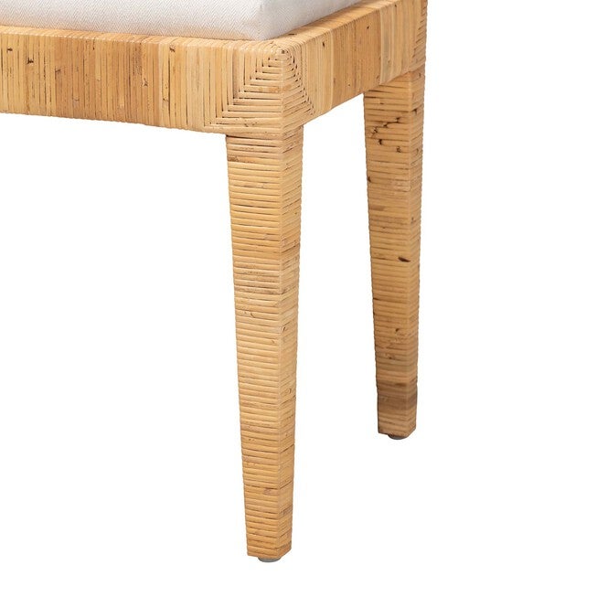 Sofia Modern Bohemian Natural Brown Rattan And Mahogany Wood Ottoman, , alternate image number 3