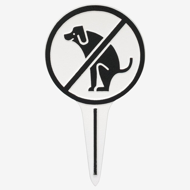 No Dog Poop Round Courtesy Lawn Stake, WHITE BLACK, hi-res image number null