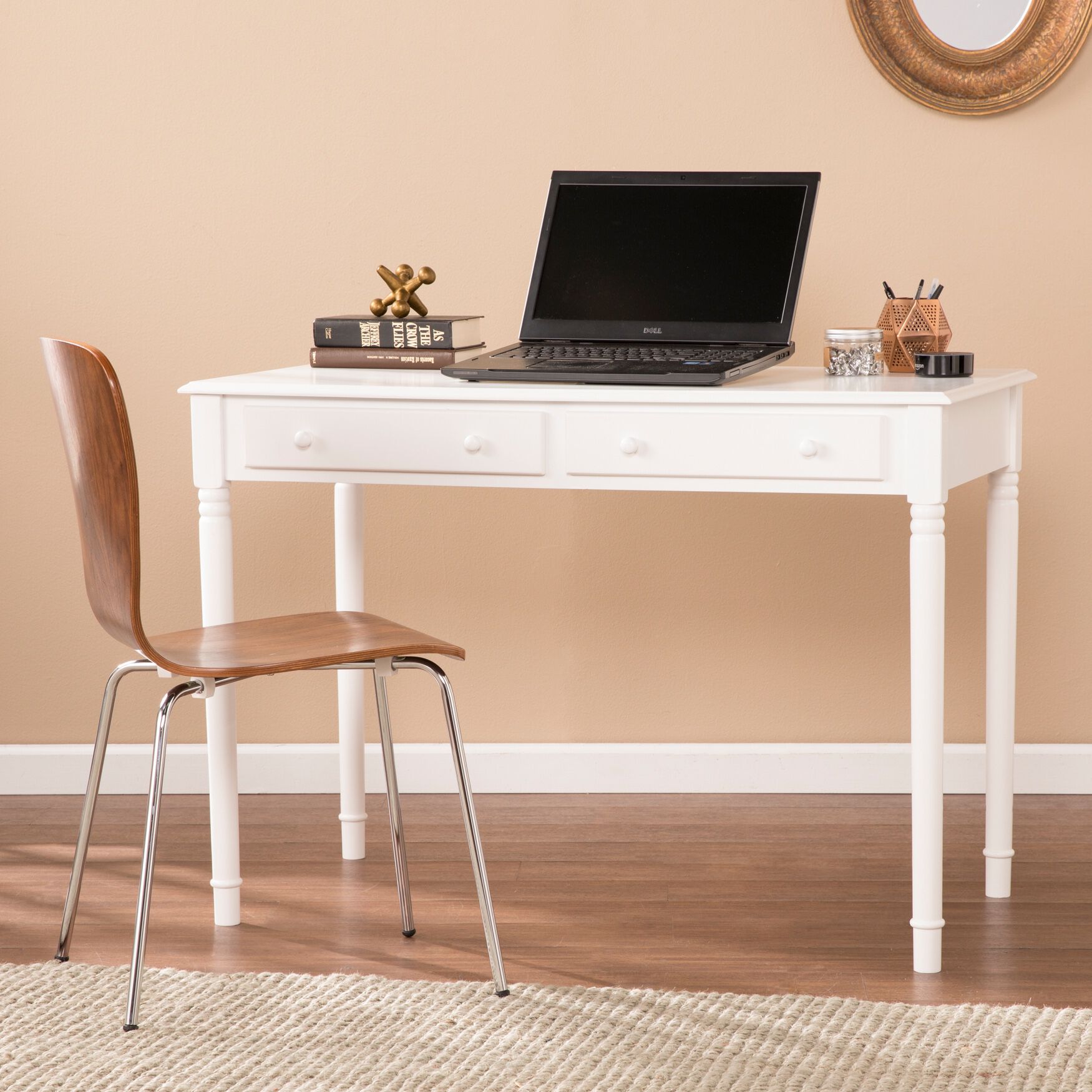 Writing 2-Drawer Desk, WHITE, hi-res image number 0