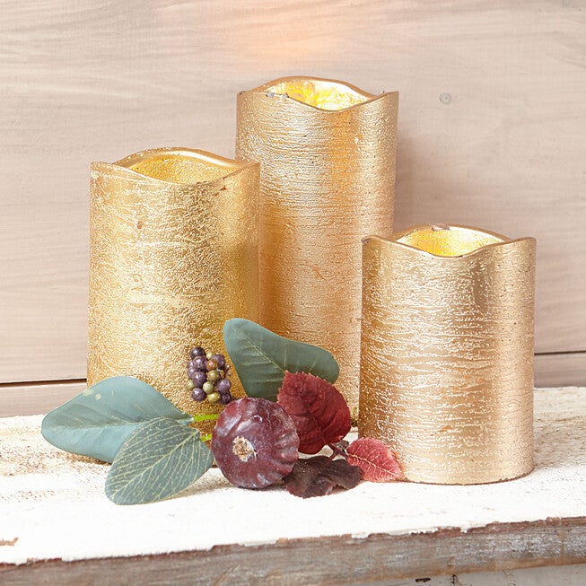 Set of 3 Gold Candles, GOLD, hi-res image number null
