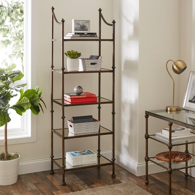 Thorton Metal and Antiqued Mirror Etagere, BRONZE, hi-res image number null
