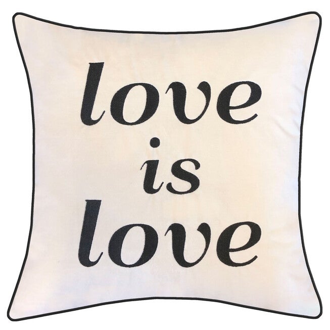 Embroidered "Love Is Love" Decorative Pillow, NATURAL, hi-res image number 0