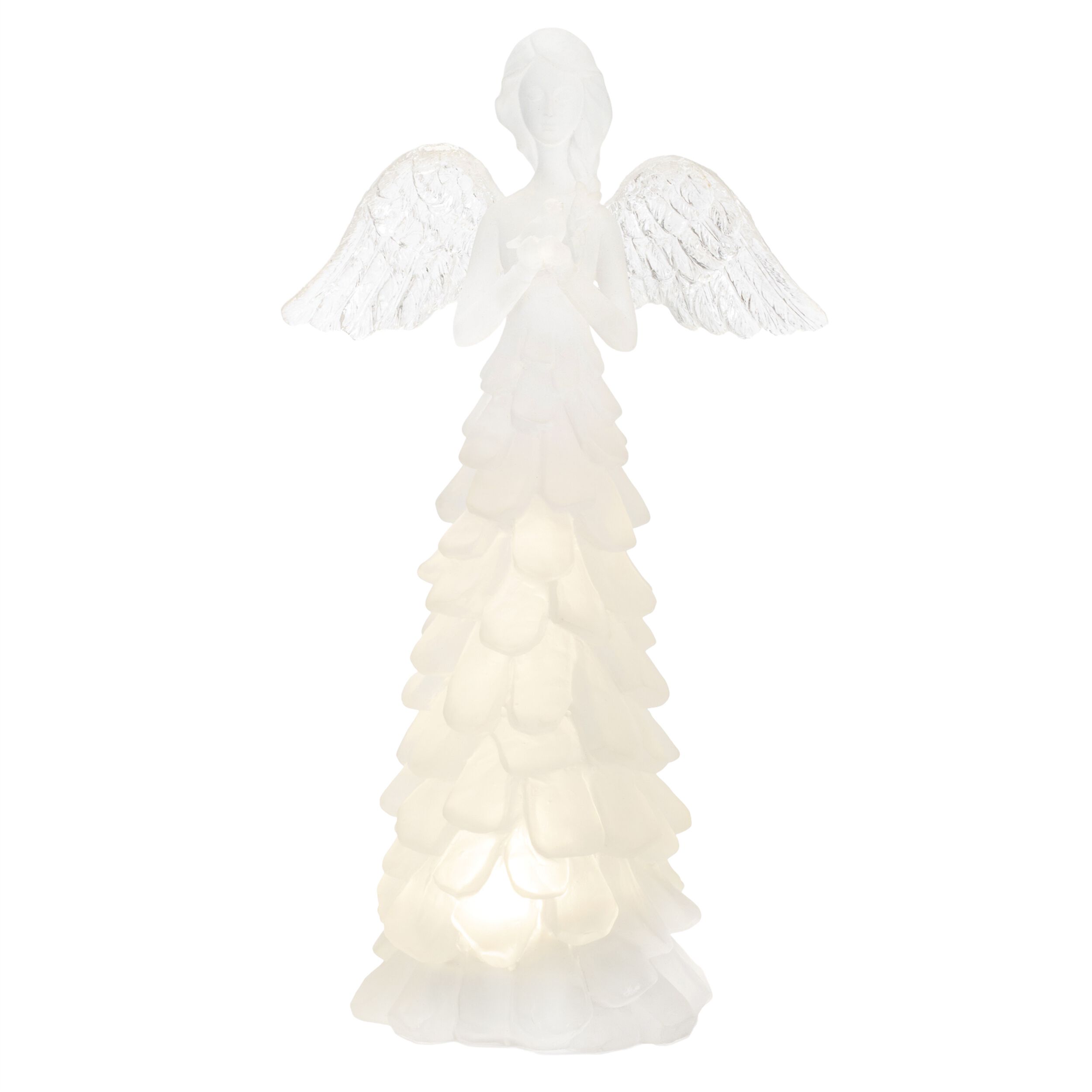 LED Frosted Angel Figurine (Set of 4), WHITE, alternate image number 1