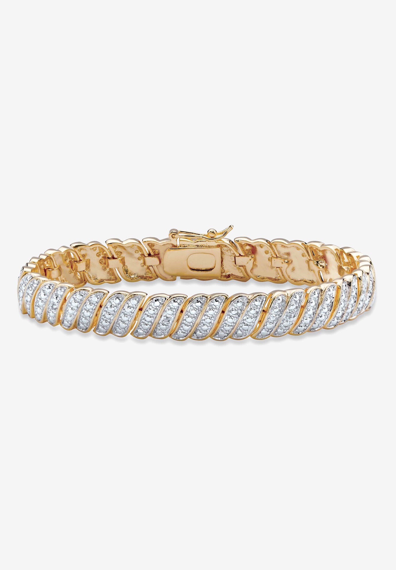 Yellow Gold Plated Tennis Bracelet (10mm), Genuine Diamond Accent 7 inches, GOLD, hi-res image number 0
