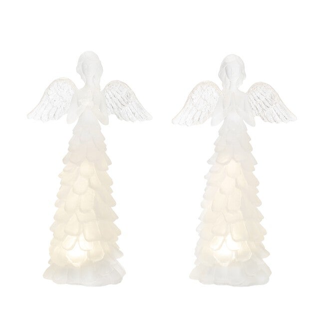 LED Frosted Angel Figurine (Set of 4), WHITE, hi-res image number null