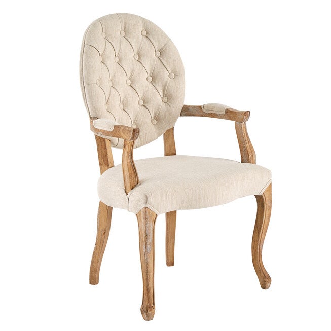 Upholstered Tufted Arm Chair, NATURAL, hi-res image number null