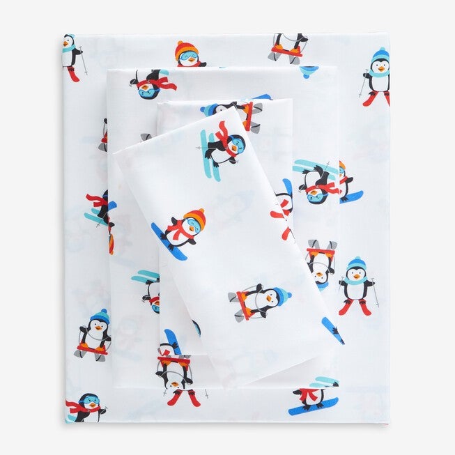 Holly Jolly Christmas Sheet Set, ALPINE PENGUIN, hi-res image number 0