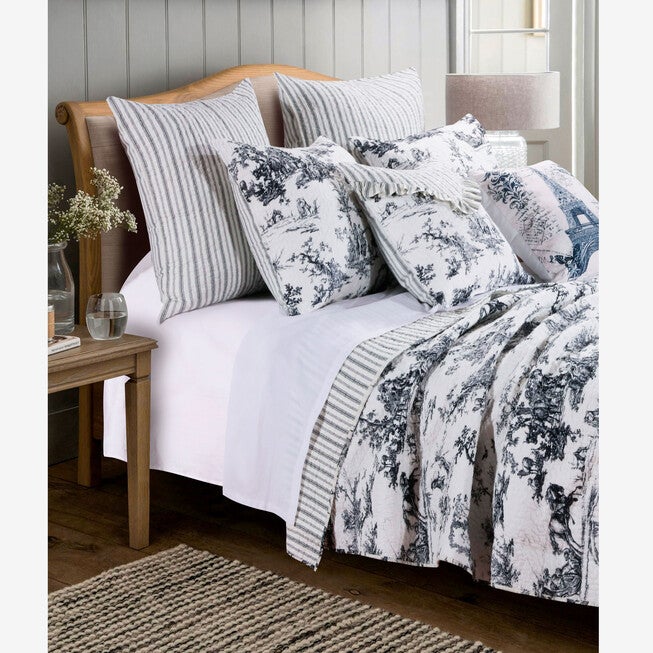 Classic Toile Quilt Set , BLACK, hi-res image number null
