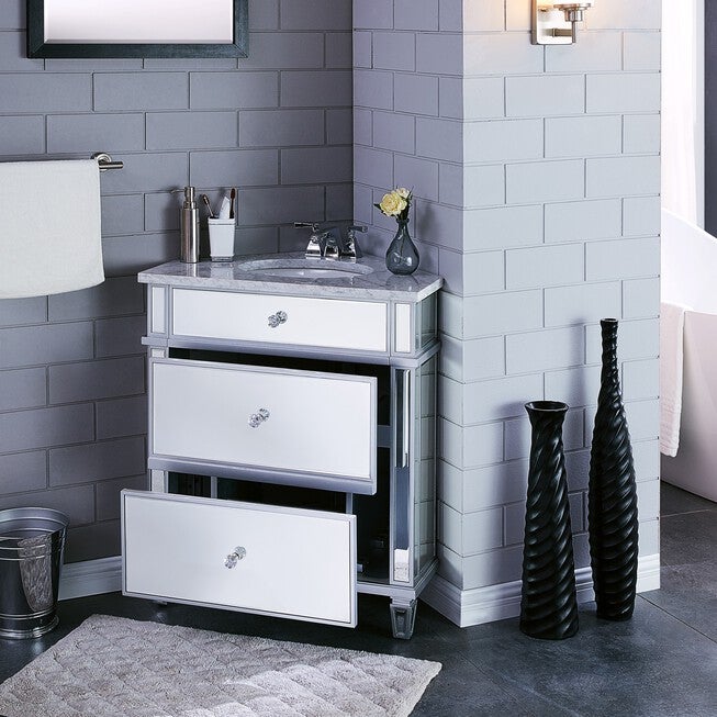 Abbington Mirrored Corner Bathroom Vanity Sink with Drawers